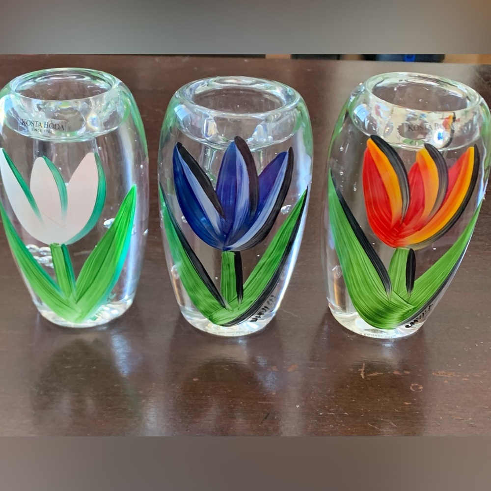 Kosta Boda "Tulipa" Candlestick Holders (set of 3)